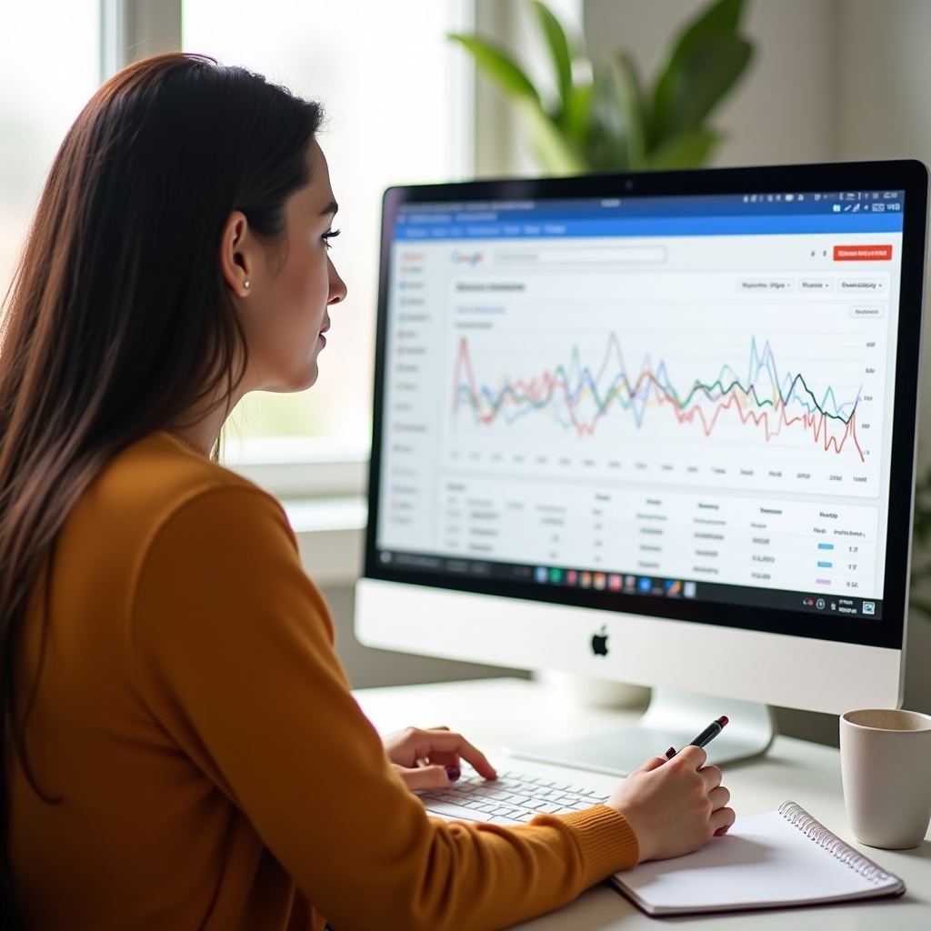 Obrazovka Google Search Console se statistikami procházení webu